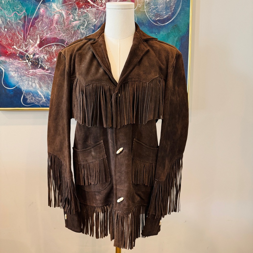 Brown Suede Fringe Leather Jacket - Women's